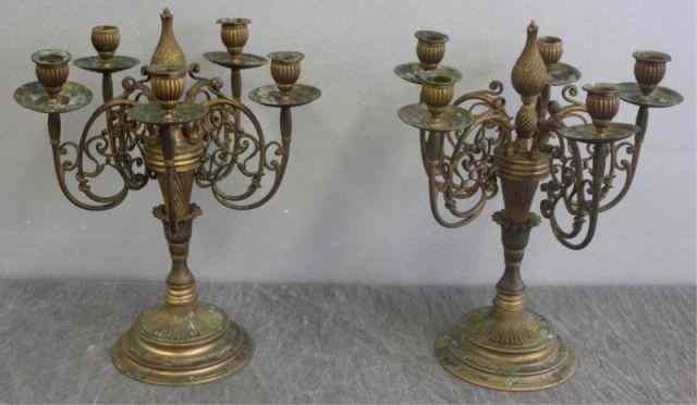 Appraisal: Pair of Bronze Candelabras From a Pelham NY home Dimensions