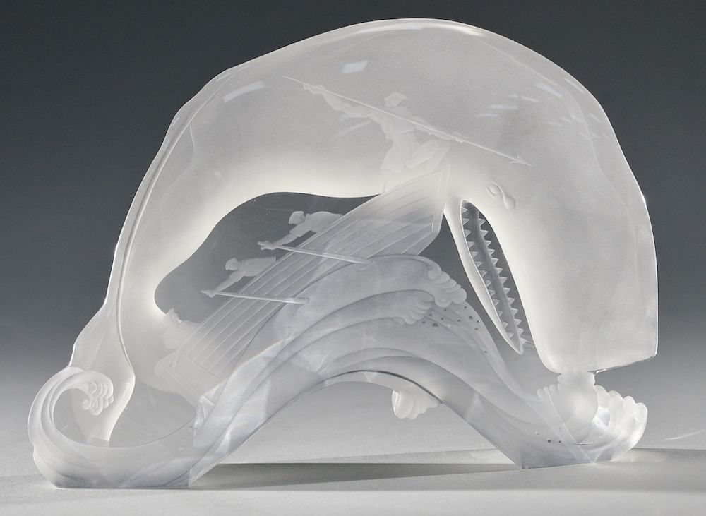 Appraisal: Steuben glass sculpture engraved Moby Dick designed by Donald Pollard