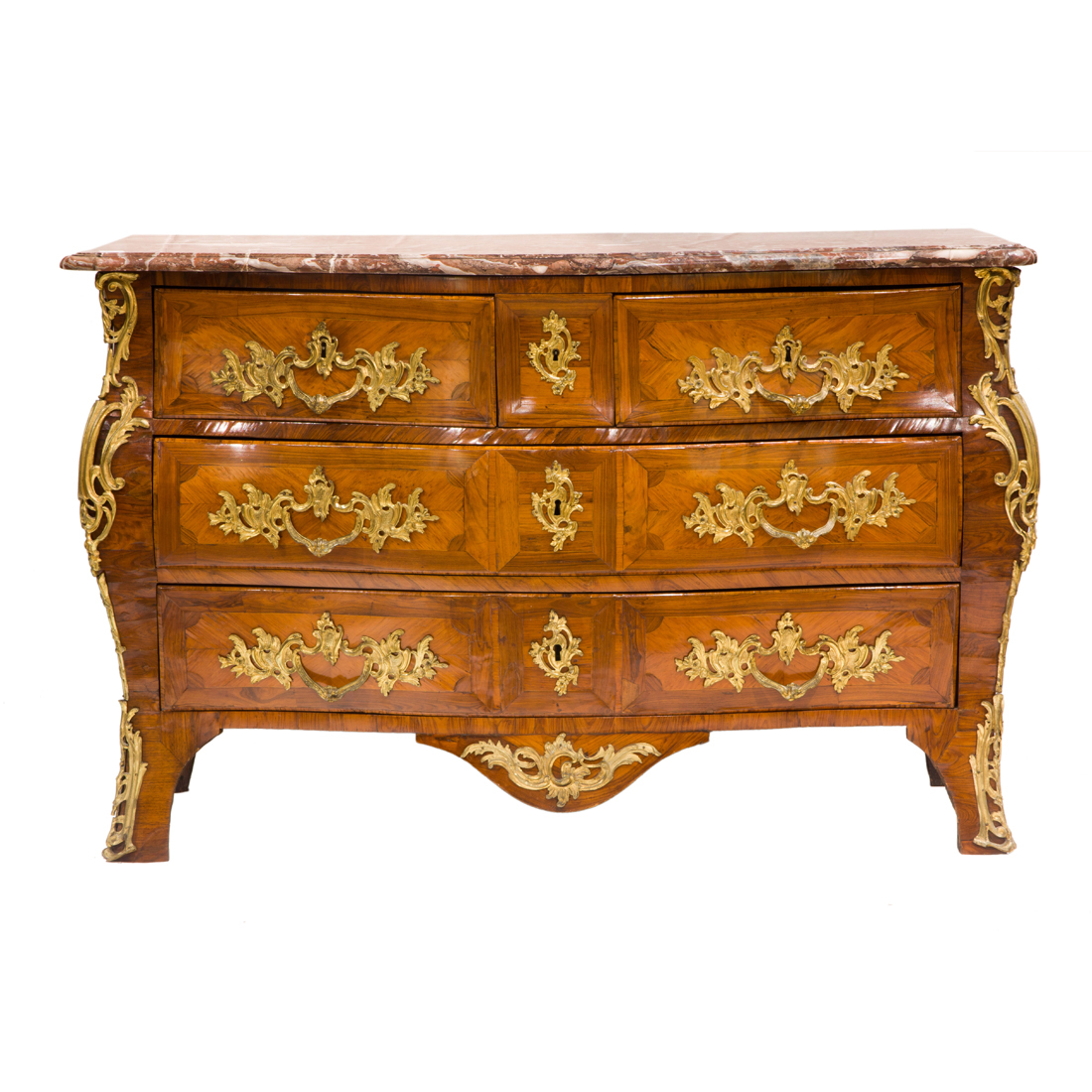 Appraisal: A FRENCH ORMOLU MOUNTED REGENCE COMMODE A French ormolu mounted