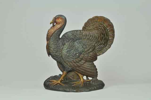 Appraisal: TURKEY WITH RUBBER KNOBS DOORSTOP Cast iron Bradley Hubbard depicts