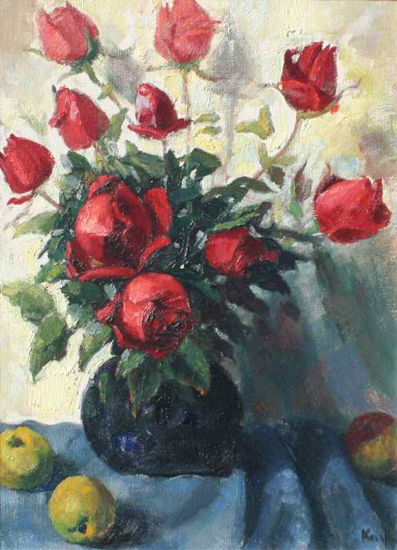 Appraisal: KAVEL Francois French th C Floral Still Life of Roses