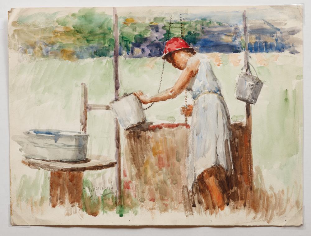 Appraisal: Henry Mortikar Rosenberg American - Water Well watercolor and graphite