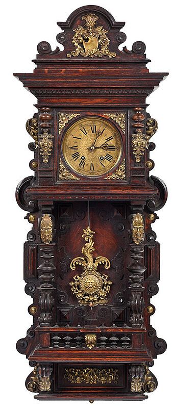 Appraisal: Lenzkirch Carved Oak Balcony Clock Continental late th th century