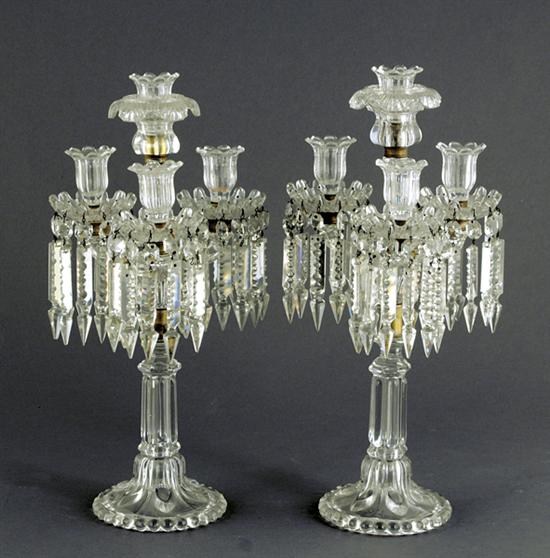 Appraisal: Pair Baccarat four-branch candelabra first half th centurypressed glass crystal