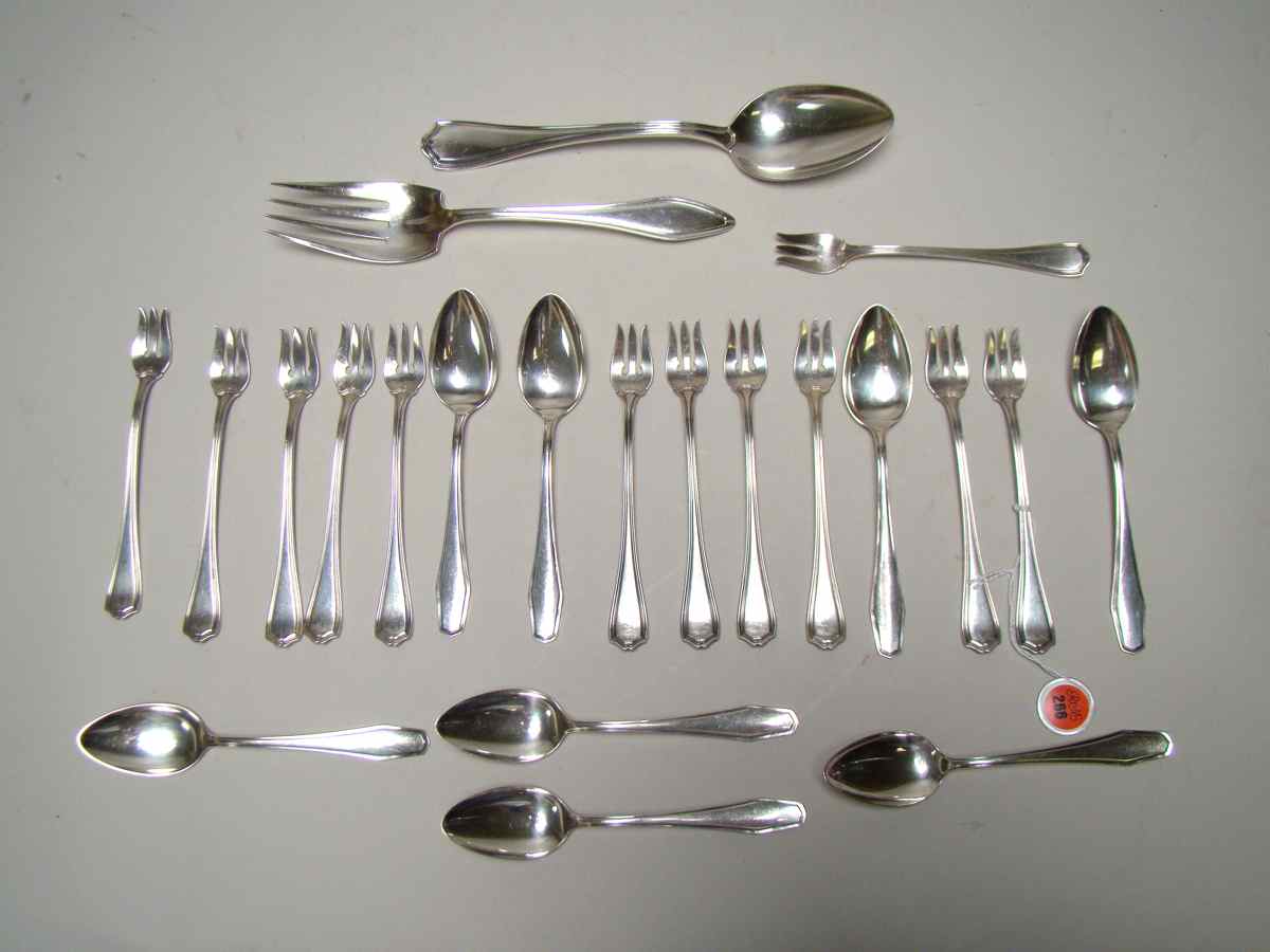 Appraisal: TWENTY-TWO PIECES OF STERLING FLATWARE By various makers Eight teaspoons