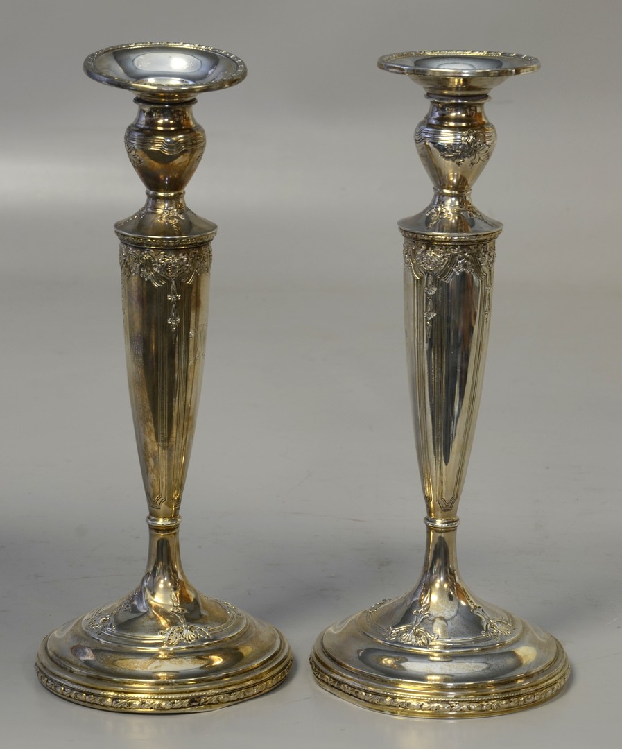 Appraisal: Pr of Weighted Sterling Silver Candlesticks th c Height