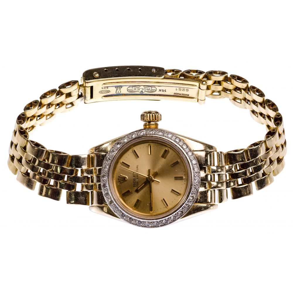 Appraisal: ROLEX K YELLOW GOLD CASE AND BAND OYSTER PERPETUAL WRISTWATCHSerial