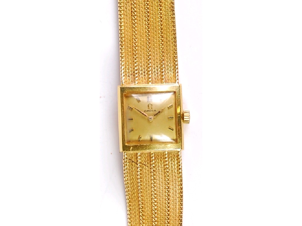 Appraisal: LADY'S OMEGA ct YELLOW GOLD BRACELET WATCH with jewelled movement