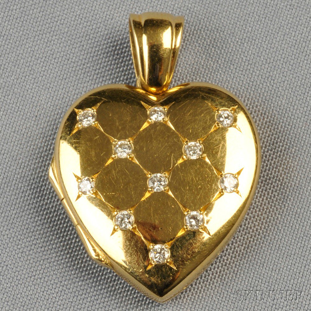 Appraisal: kt Gold and Diamond Locket Charles Green designed as a