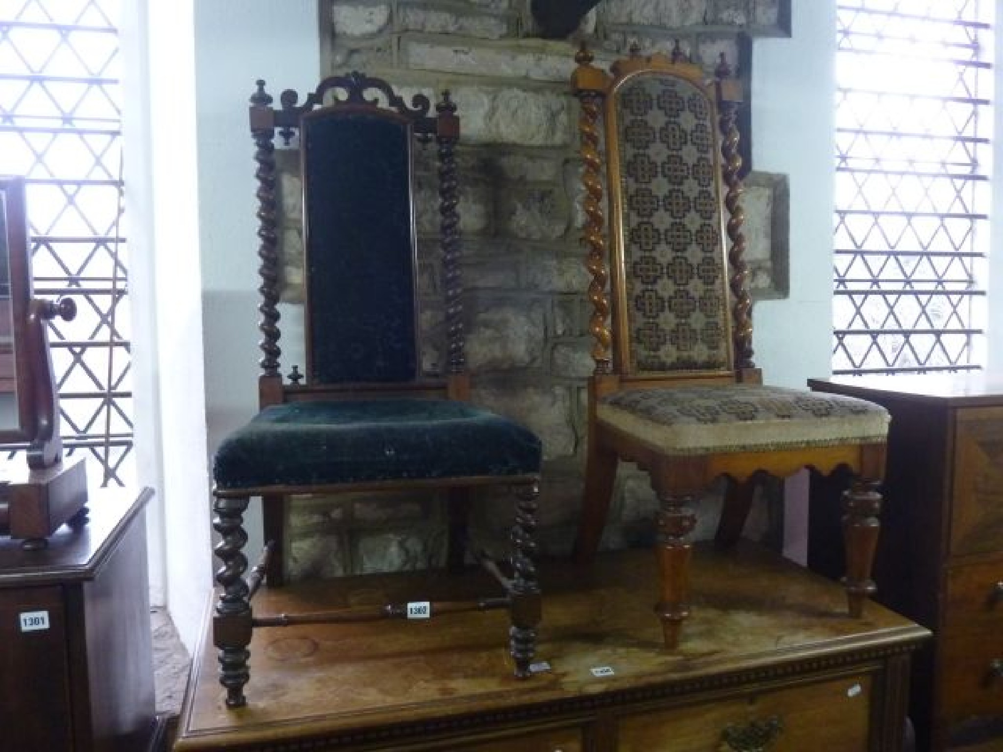 Appraisal: A Victorian mahogany side chair in the gothic style with