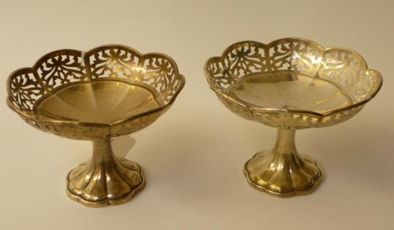 Appraisal: A PAIR OF PEDESTAL BONBON DISHES maker's mark indistinct Birmingham