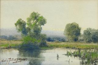 Appraisal: Watercolor Charles Partridge Adams Charles Partridge Adams American - River