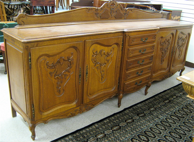 Appraisal: LOUIS XVI STYLE OAK SIDEBOARD Belgian th century the extra