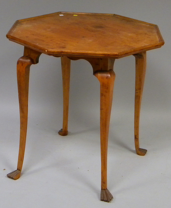 Appraisal: Queen Anne Style Octagonal Tray-top Maple and Pine Tea Table