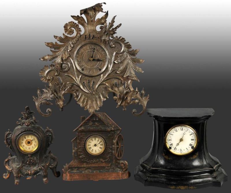 Appraisal: Lot of Metal Clocks Description Includes two time and strike