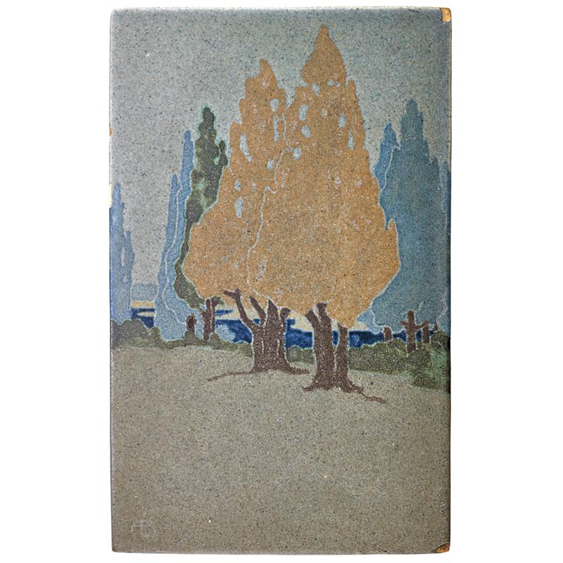 Appraisal: ARTHUR BAGGS MARBLEHEAD Large rare scenic tile ARTHUR BAGGS -