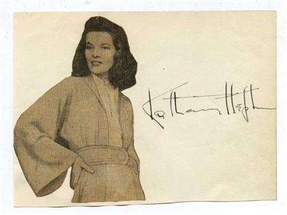 Appraisal: piece Paper Slip Signed Hepburn Katherine x inches x mm