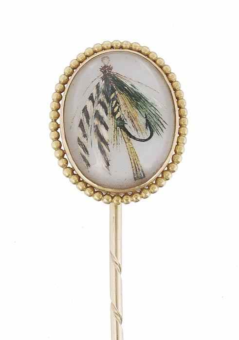 Appraisal: A late Victorian reverse crystal intaglio stickpin the oval intaglio