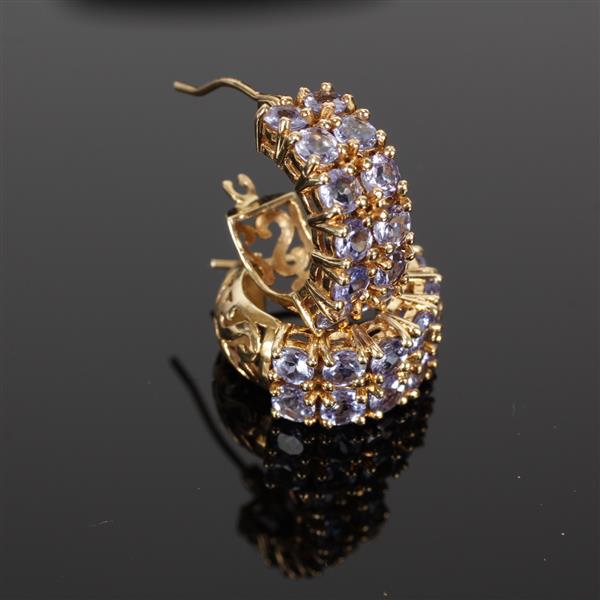 Appraisal: Yellow Gold K Tanzanite Hoop Earrings dwt