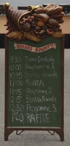 Appraisal: Tall Bakers Bounty Bakery Themed Chalkboard Sign This is a