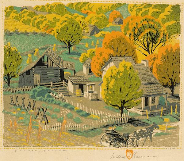 Appraisal: Gustave Baumann German American - Harden Hollow Woodcut printed in