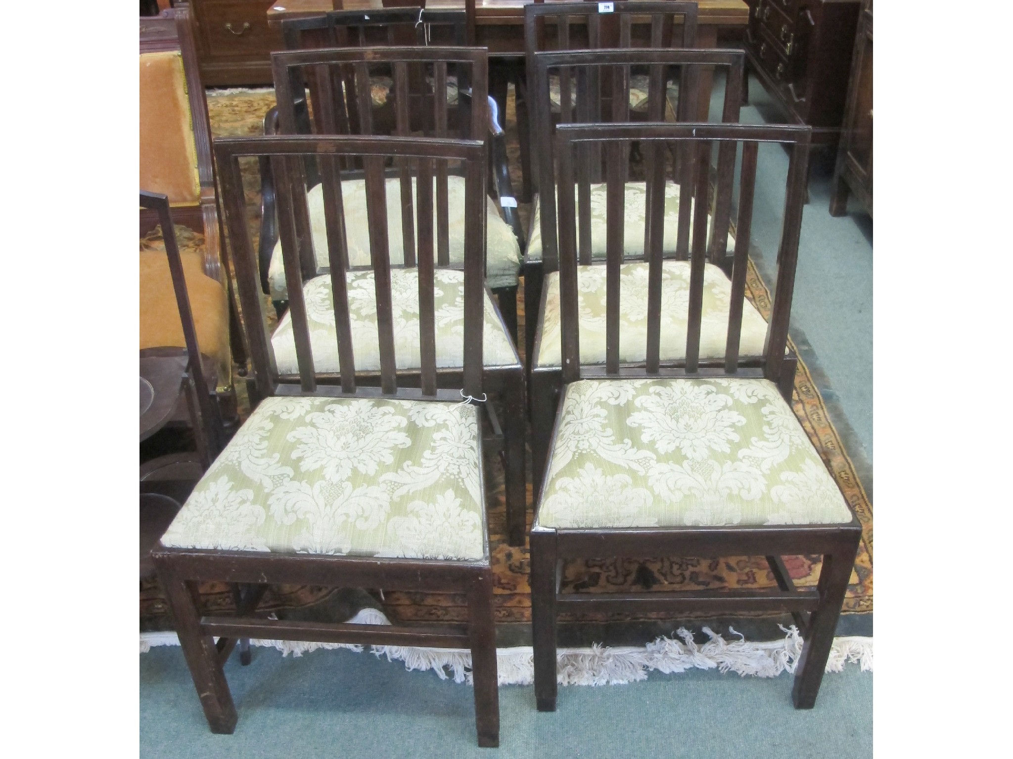 Appraisal: A set of six oak Georgian dining chairs