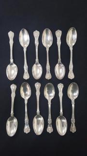 Appraisal: Antique Gorham Tiffany Sterling Dinner Spoons Antique Gorham Tiffany Sterling