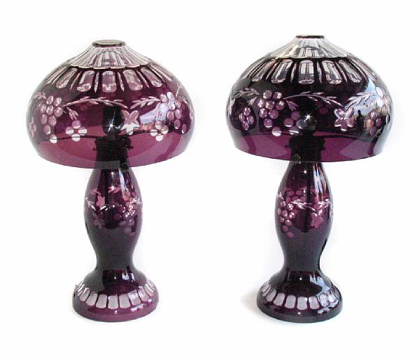 Appraisal: A pair of cut crystal lamps with crystal shades height