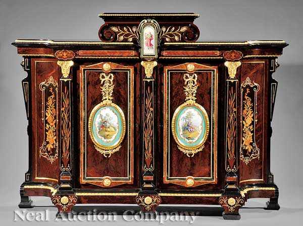 Appraisal: An American Renaissance Porcelain and Gilt Bronze-Mounted Rosewood Ebonized Cherry