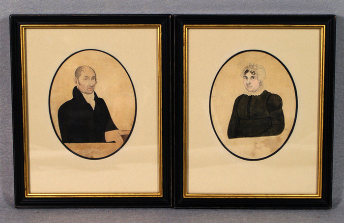 Appraisal: Pr folk art portraits of Nancy Lee and Bryan Hooker