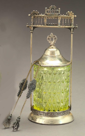 Appraisal: American Late Victorian Silverplate Pickle Caster in the Aesthetic taste