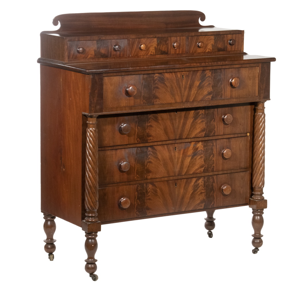 Appraisal: AMERICAN EMPIRE MAHOGANY CHEST Early th c Three over Four