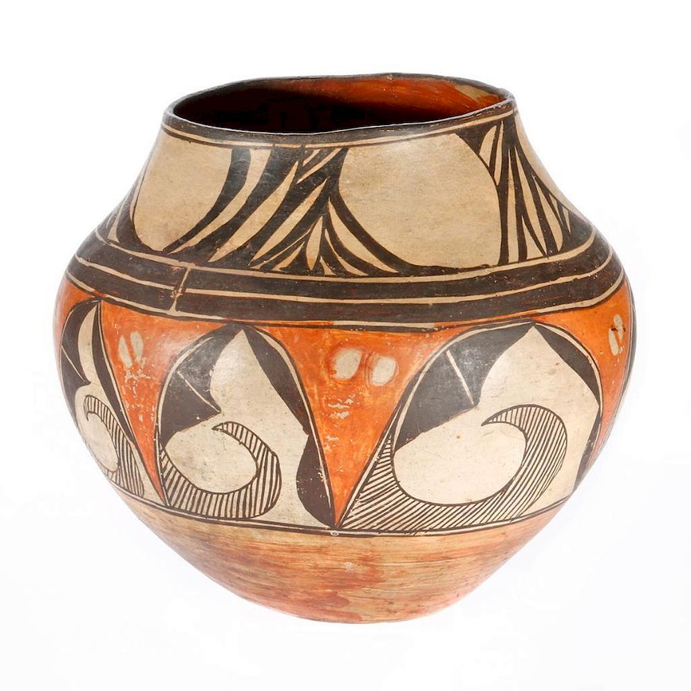 Appraisal: An Acoma Polychrome Jar With paint restoration about the upper