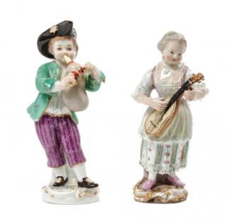 Appraisal: Two Meissen Porcelain Figures Height inches Two Meissen Porcelain Figures