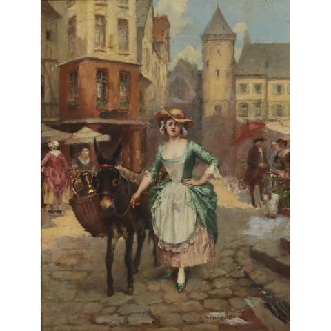 Appraisal: Henri Victor Lesur - THE MILK MAID French Oil on