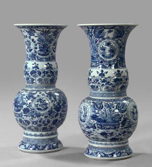 Appraisal: Large Pair of Kuang Hsu Blue and White Porcelain Vases