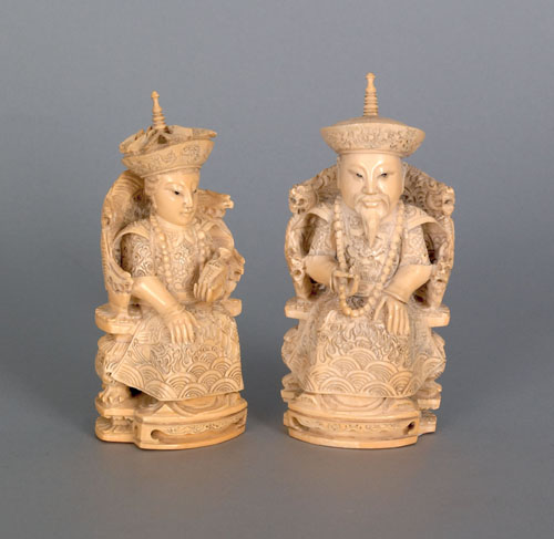 Appraisal: Pair of carved ivory figures possibly Seiko late th c