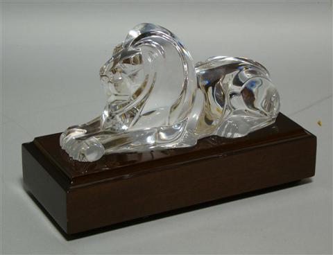 Appraisal: STEUBEN GLASS MODEL OF A LION Signed the recumbant besast