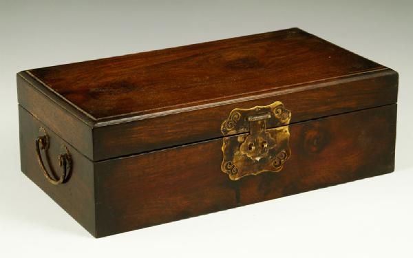 Appraisal: - Chinese Huanghuali Wood Box Huanghuali wood box China with