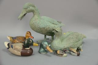 Appraisal: Group lot to include a pair of bronze fountain ducks