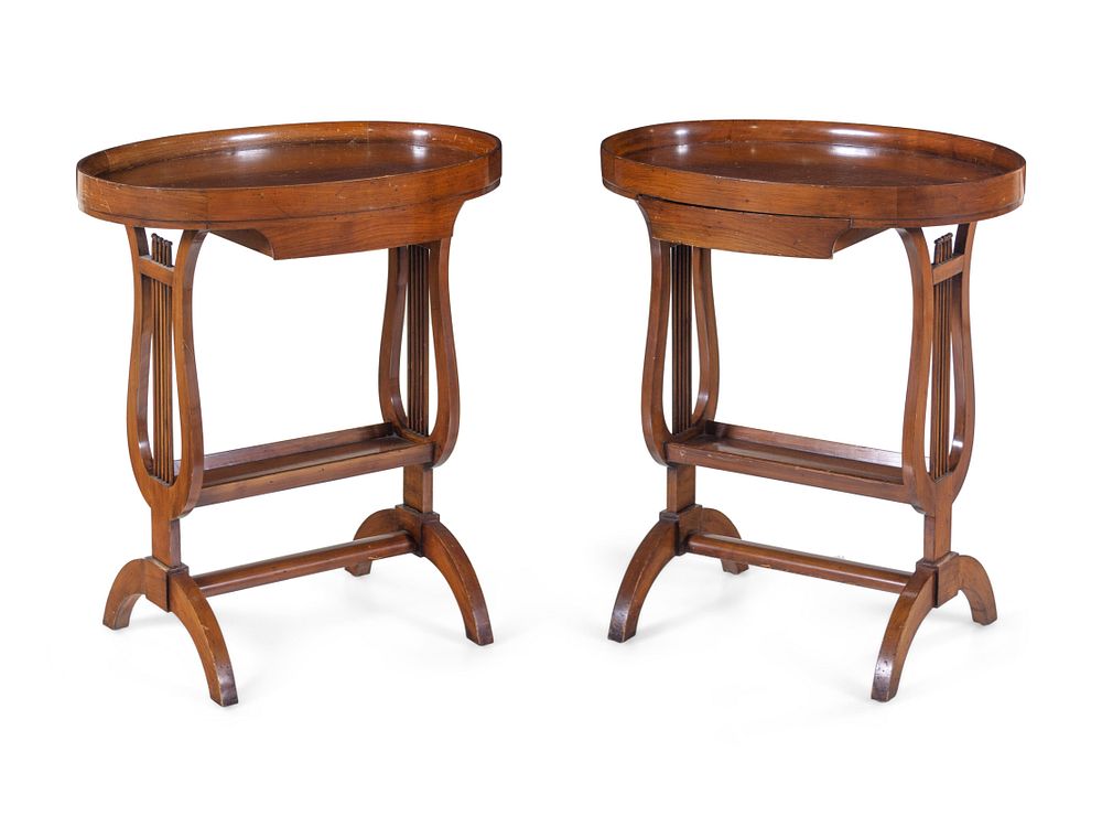 Appraisal: A Pair of Classical Style Cherry Work Tables A Pair