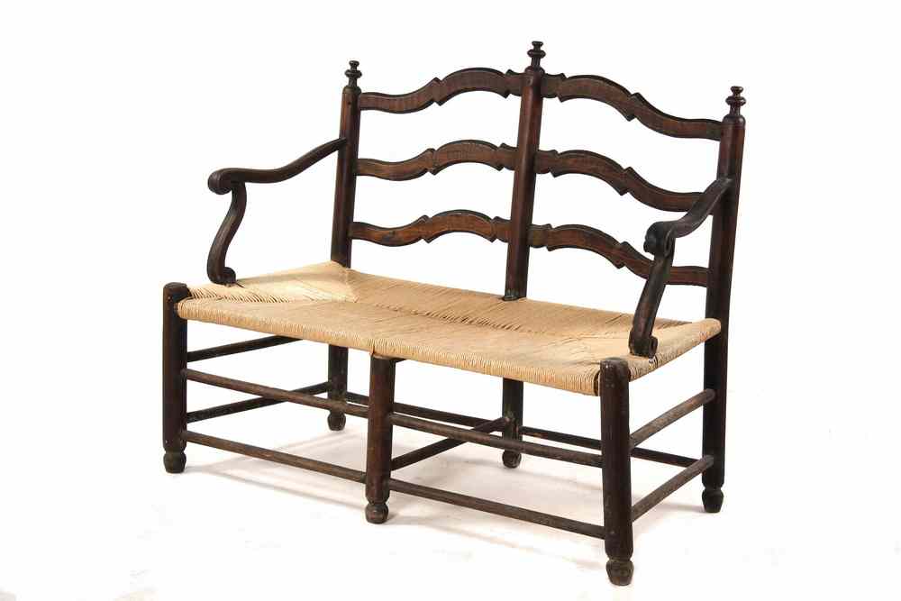 Appraisal: FRENCH COUNTRY SETTEE - th c French Provincial Ladderback Settee