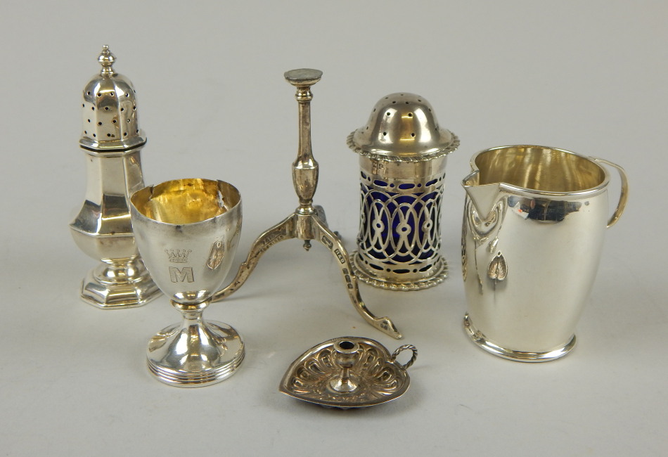 Appraisal: A group of miscellaneous silver items comprising a small cream