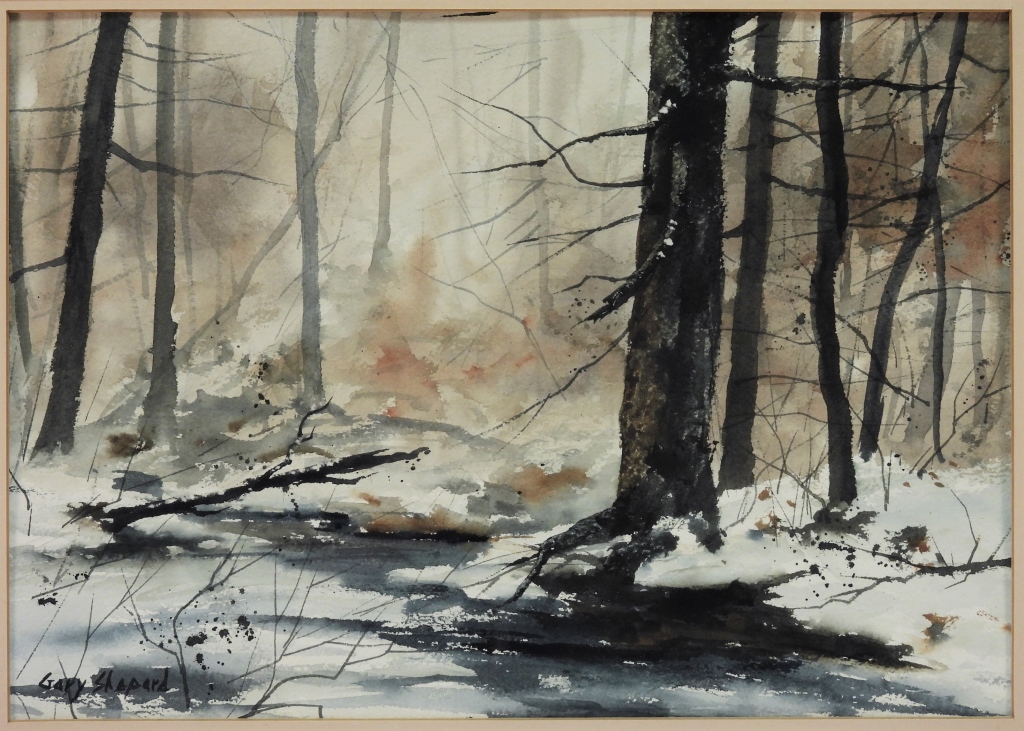 Appraisal: GARY SHEPARD WINTER LANDSCAPE WATERCOLOR PAINTING United Statesb Modernist landscape