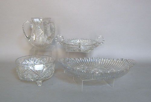 Appraisal: Four pieces of cut glass th c tallest is h