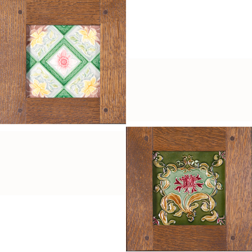 Appraisal: MAJOLICA Fifteen European tiles decorated with floral or Asian motifs