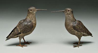 Appraisal: Pair Vienna bronze woodcocks snipe bases with Bergmann mark quot