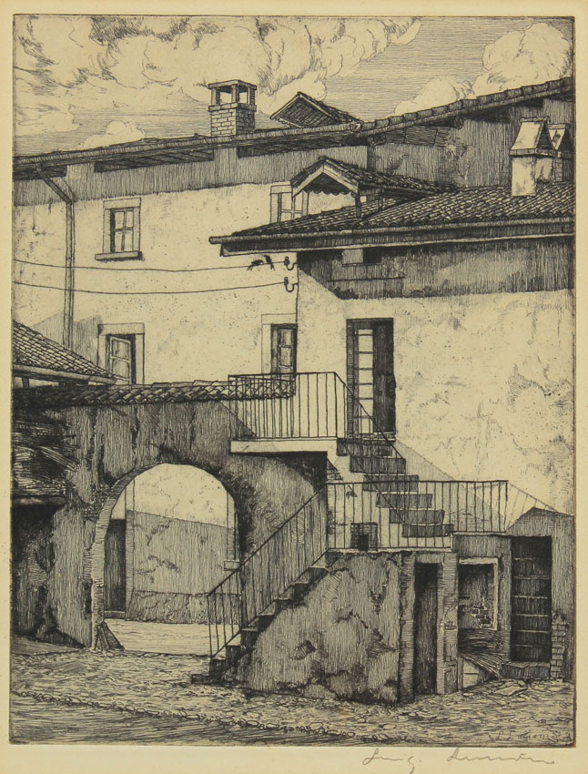 Appraisal: LUCIONI Luigi American - ''My Birthplace'' limited edition original etching