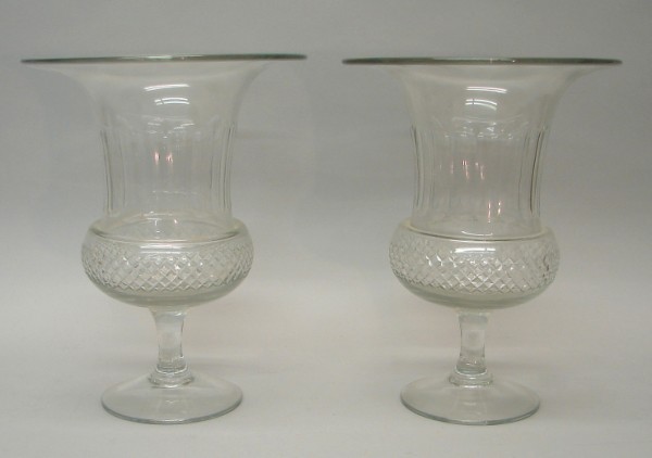 Appraisal: Pair of urn form clear crystal vases t diameter