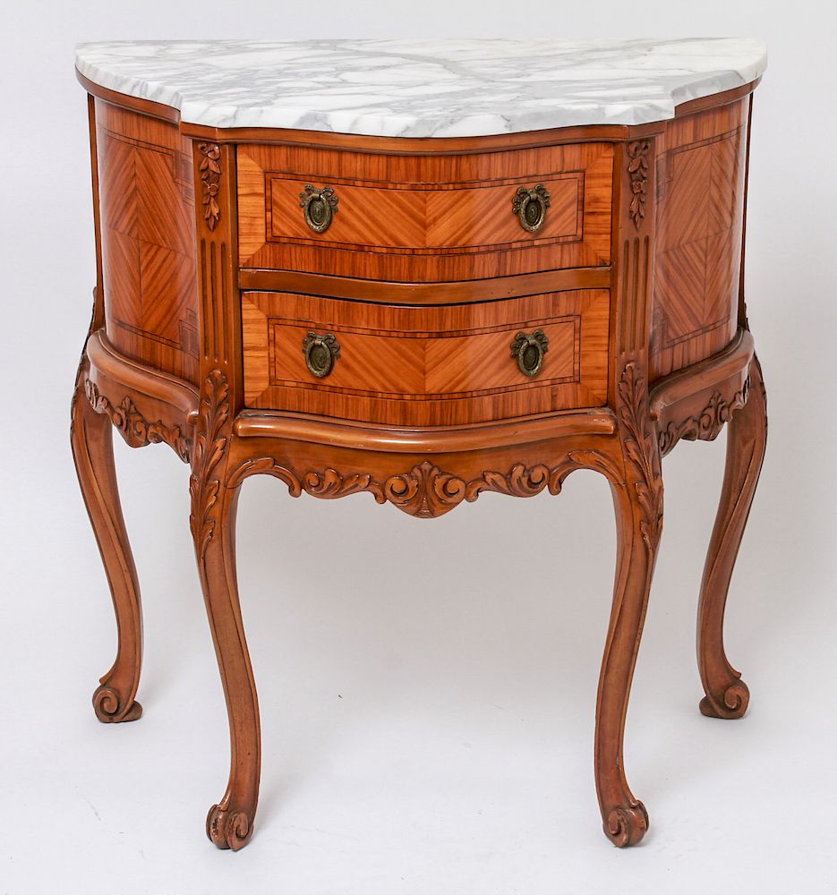 Appraisal: French Louis XV Manner Marble Top Bombe Chest French Louis